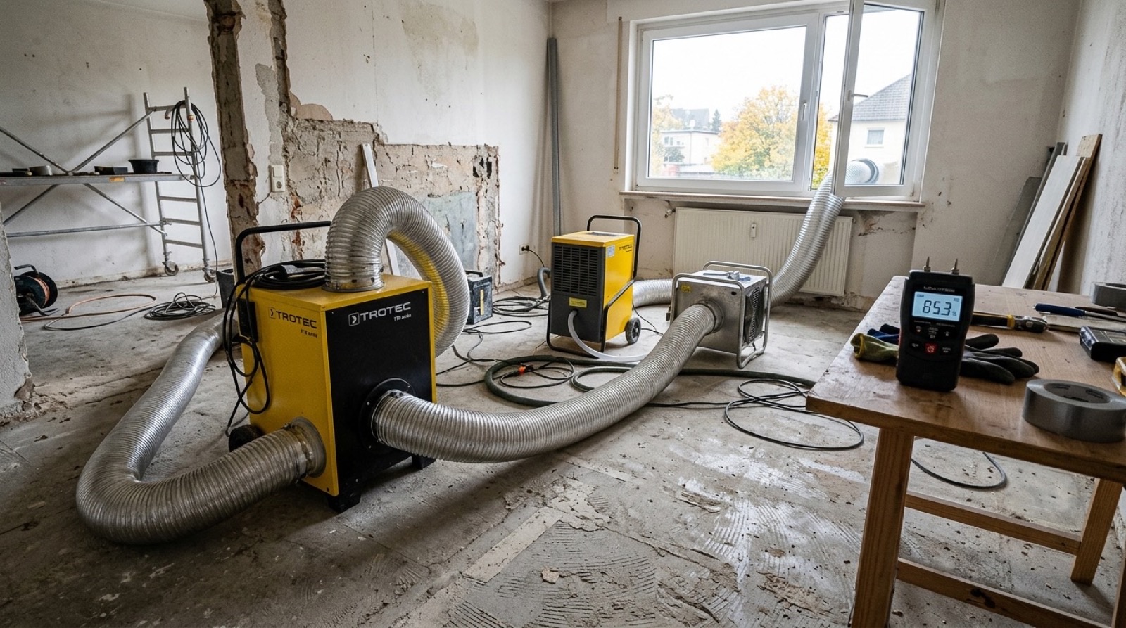 Bautrocknung in Kassel mit Trotec-Trockner durch Die Feuchteprofis GmbH